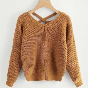 Mustard criss cross back knit sweater